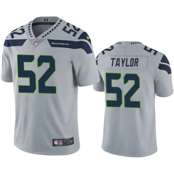 Men Seattle Seahawks 52 Darrell Taylor Nike Grey Vapor Limited NFL Jersey
